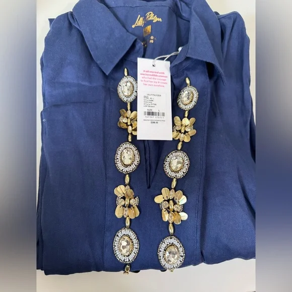 LILLY PULITZER SIMONA DRESS - LOW TIDE NAVY Large NWT - Picture 4 of 9